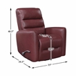 Pemberly Row Faux Leather Swivel Glider Recliner 300 lbs in Red