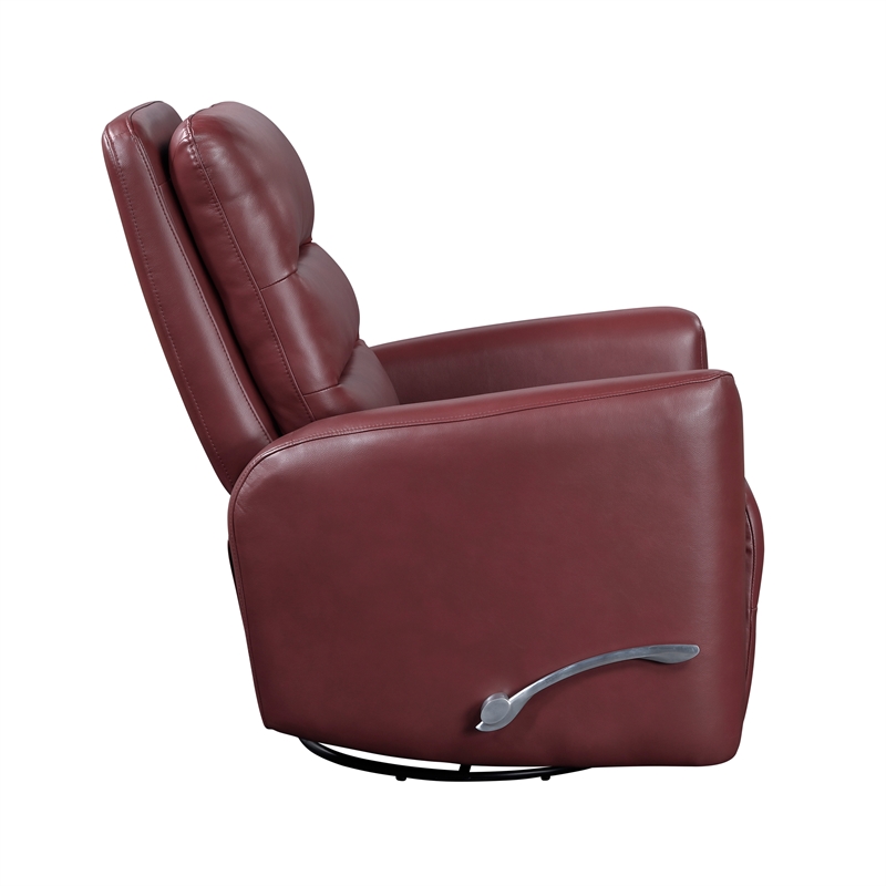 Pemberly Row Faux Leather Swivel Glider Recliner 300 lbs in Red