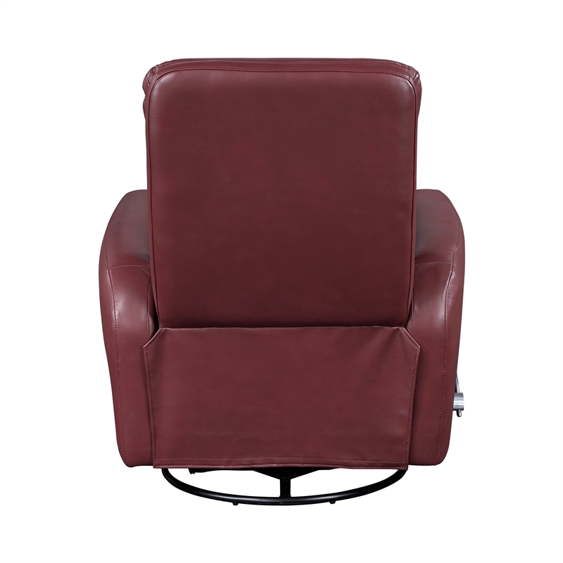 Pemberly Row Faux Leather Swivel Glider Recliner 300 lbs in Red