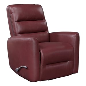 Pemberly Row Faux Leather Swivel Glider Recliner 300 lbs in Red
