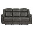 Pemberly Row Microfiber Double Reclining Tufted Sofa with Pillow Arms in Gray