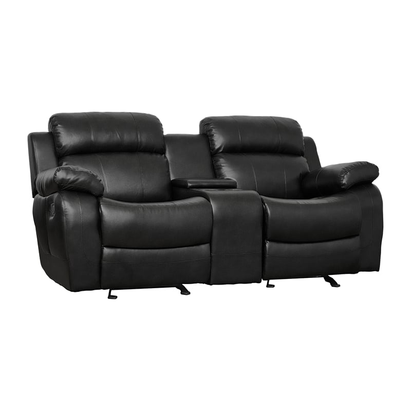 Pemberly Row 2-Piece Manual Reclining Sofa Set with Cup Holders in Black