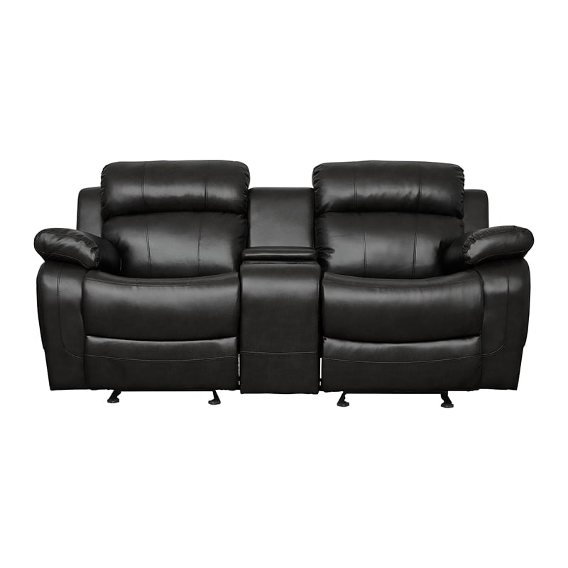 Pemberly Row 2-Piece Manual Reclining Sofa Set with Cup Holders in Black