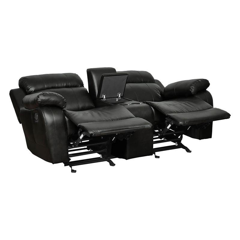 Pemberly Row 2-Piece Manual Reclining Sofa Set with Cup Holders in Black