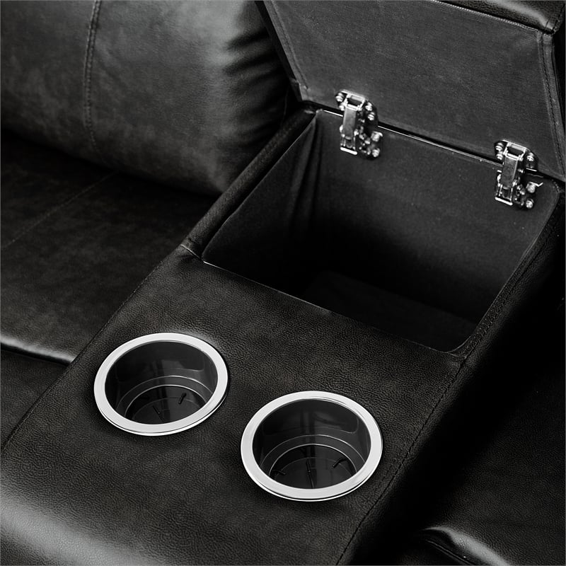 Pemberly Row 2-Piece Manual Reclining Sofa Set with Cup Holders in Black