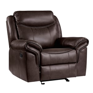 Pemberly Row 42&quot Faux Leather Glider Reclining Chair 300 lbs in Dark Brown