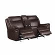Pemberly Row Double Glider Reclining Love Seat with Console in Dark Brown