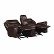 Pemberly Row Double Glider Reclining Love Seat with Console in Dark Brown