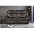 Pemberly Row Double Glider Reclining Love Seat with Console in Dark Brown