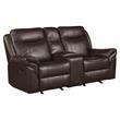Pemberly Row Double Glider Reclining Love Seat with Console in Dark Brown