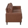 Pemberly Row Faux Leather Loveseat with Square Arms 300 lbs in Chocolate