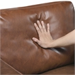 Pemberly Row Faux Leather 3-Seat Sofa with Square Arms 300 lbs in Chocolate