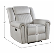 Pemberly Row Microfiber Reclining Chair with Nailhead Trim 300 lbs in Mist
