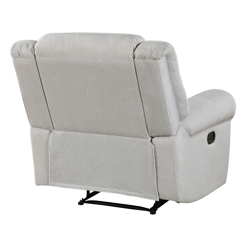Pemberly Row Microfiber Reclining Chair with Nailhead Trim 300 lbs in Mist