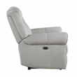 Pemberly Row Microfiber Power Reclining Chair with Nailhead Trim 300 lbs in Mist