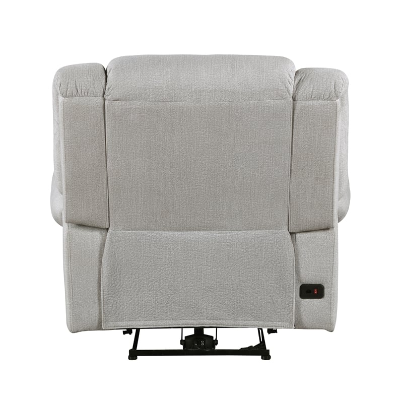 Pemberly Row Microfiber Power Reclining Chair with Nailhead Trim 300 lbs in Mist