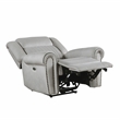 Pemberly Row Microfiber Power Reclining Chair with Nailhead Trim 300 lbs in Mist