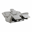Pemberly Row Microfiber Double Reclining Loveseat with Console 300 lbs in Mist