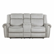 Pemberly Row Power Double Reclining Loveseat with Console 300 lbs in Mist