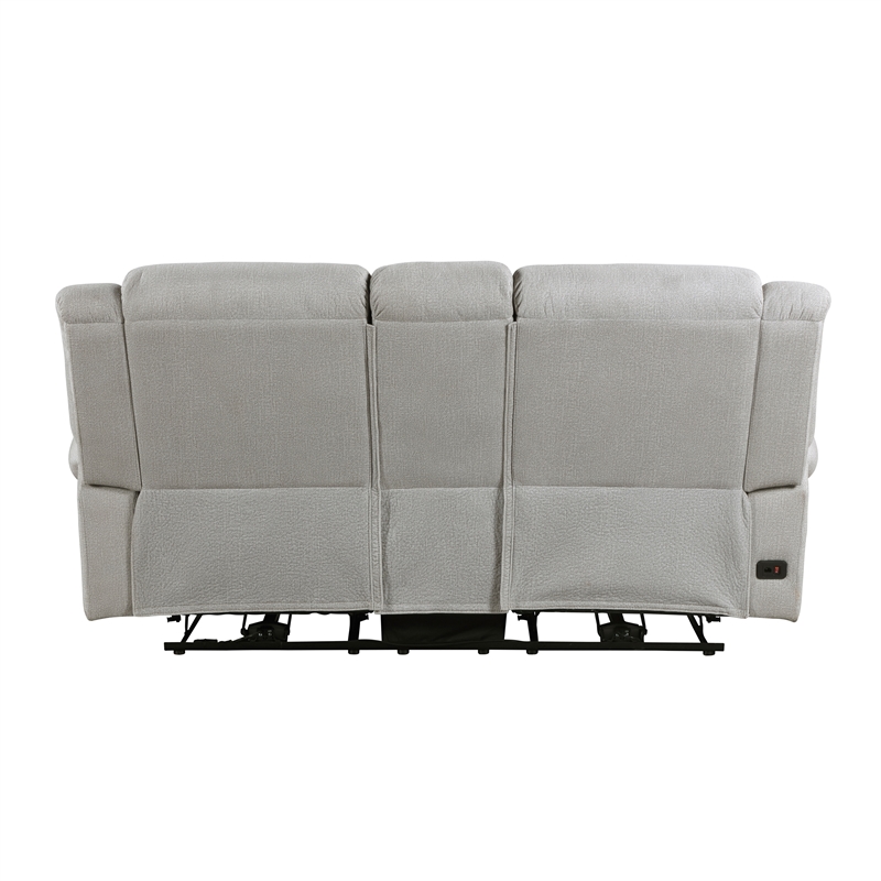 Pemberly Row Power Double Reclining Loveseat with Console 300 lbs in Mist