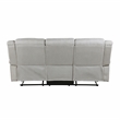 Pemberly Row Microfiber Double Reclining Sofa with Nailhead Trim in Mist