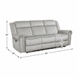 Pemberly Row Microfiber Double Reclining Sofa with Nailhead Trim in Mist