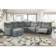 Pemberly Row 6-Piece Fabric Sectional with Recliner Chaise & Console - Dark Gray