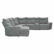 Pemberly Row 6-Piece Fabric Sectional with Recliner Chaise & Console - Dark Gray