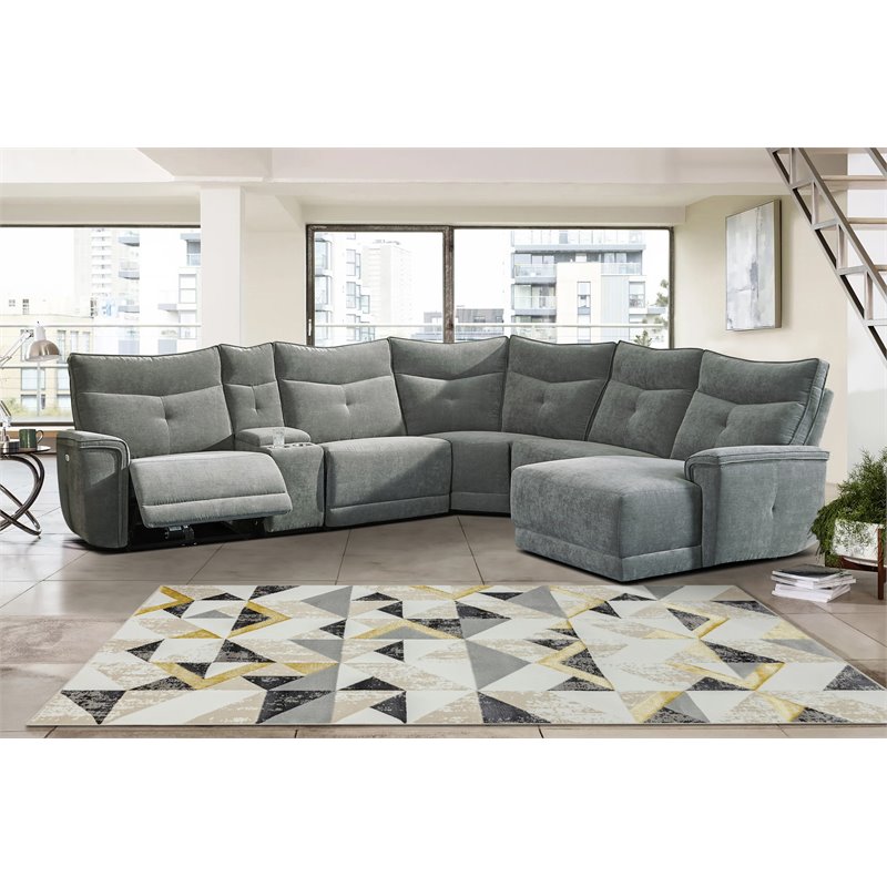 Pemberly Row 6-Piece Sectional with 2 Recliners Chaise & Console - Dark Gray