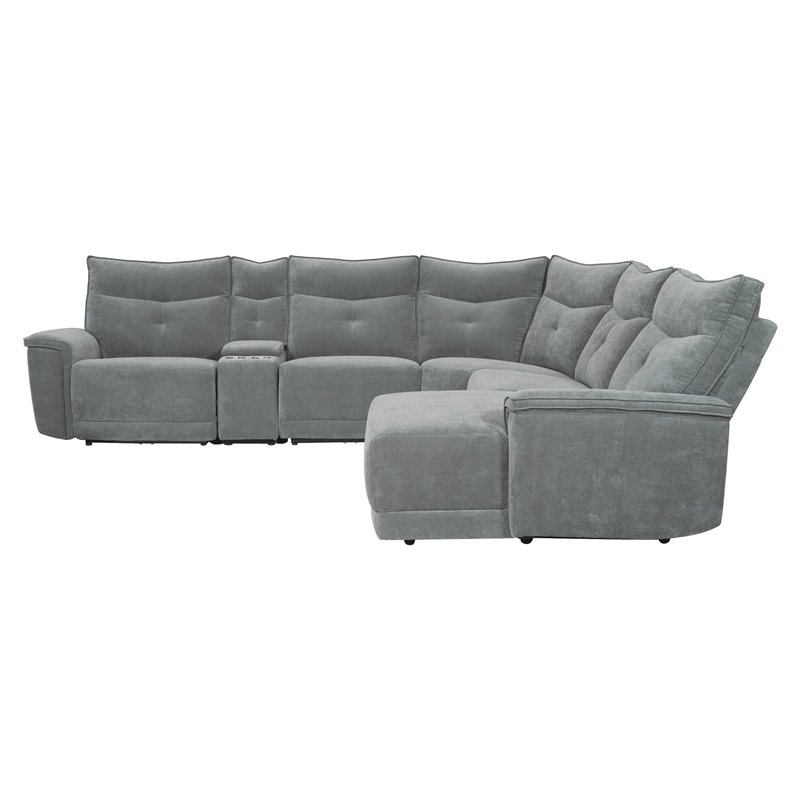 Pemberly Row 6-Piece Sectional with 2 Recliners Chaise & Console - Dark Gray