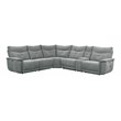 Pemberly Row 6-Piece Power Sectional with 3 Recliners USB & Console in Dark Gray