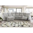 Pemberly Row 6-Piece Fabric Sectional with Recliner Chaise & Console - Mist Gray