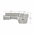 Pemberly Row 6-Piece Fabric Sectional with Recliner Chaise & Console - Mist Gray