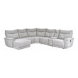 Pemberly Row 6-Piece Fabric Sectional with Recliner Chaise & Console - Mist Gray
