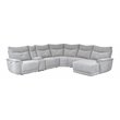 Pemberly Row 6-Piece Power Sectional with 2 Recliners USB Console in Mist Gray