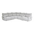 Pemberly Row 6-Piece Fabric Sectional with 3 Recliners and Console in Mist Gray