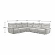 Pemberly Row 6-Piece Power Sectional with 3 Recliners USB Console in Mist Gray