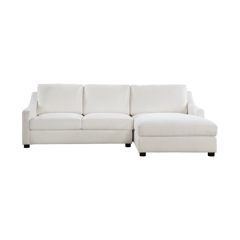 Pemberly Row 2-Piece Textured Fabric Sectional with Right Chaise in Ivory