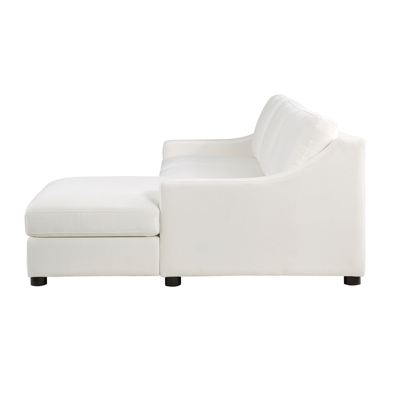 Pemberly Row 2-Piece Textured Fabric Sectional with Right Chaise in Ivory