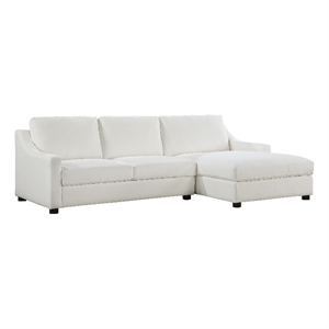 Pemberly Row 2-Piece Textured Fabric Sectional with Right Chaise in Ivory