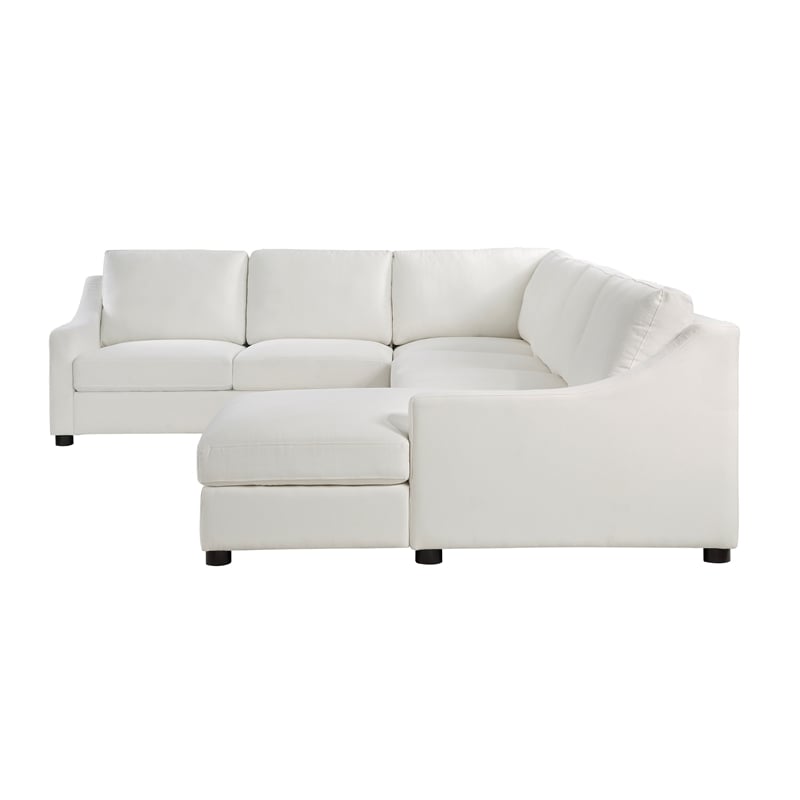 Pemberly Row 4-Piece Textured Fabric Sectional with Right Chaise in Ivory