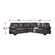Pemberly Row 3-Piece Top Grain Leather Sectional with Nailhead Trim - Dark Brown