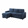 Pemberly Row Textured Reversible Sectional with Pull-Out Bed and Storage in Blue
