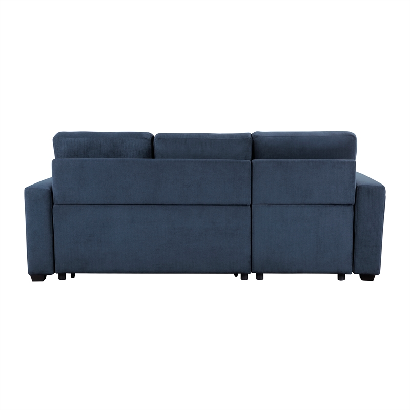 Pemberly Row Textured Reversible Sectional with Pull-Out Bed and Storage in Blue