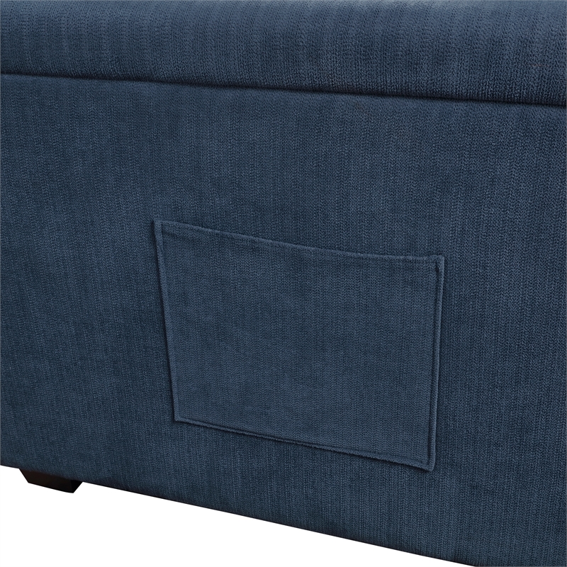 Pemberly Row Textured Reversible Sectional with Pull-Out Bed and Storage in Blue