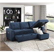 Pemberly Row Textured Reversible Sectional with Pull-Out Bed and Storage in Blue