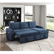 Pemberly Row Textured Reversible Sectional with Pull-Out Bed and Storage in Blue