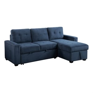 Pemberly Row Textured Reversible Sectional with Pull-Out Bed and Storage in Blue