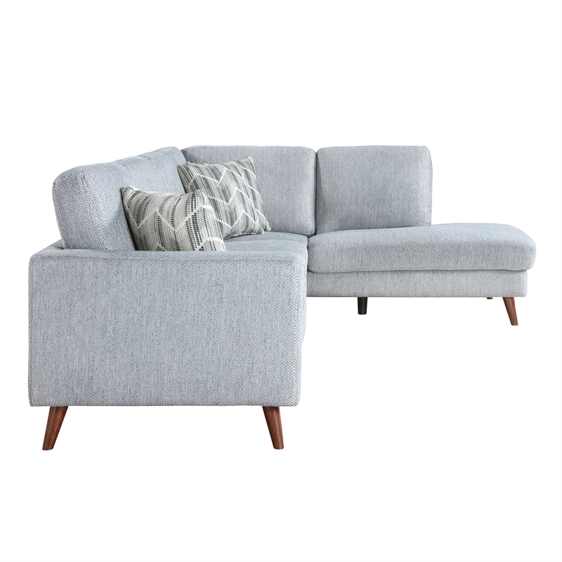 Pemberly Row Chenille 2-Piece Sectional with Right Chaise 300 lbs in Blue-Gray