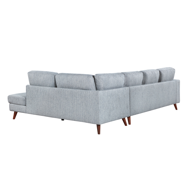 Pemberly Row Chenille 2-Piece Sectional with Right Chaise 300 lbs in Blue-Gray